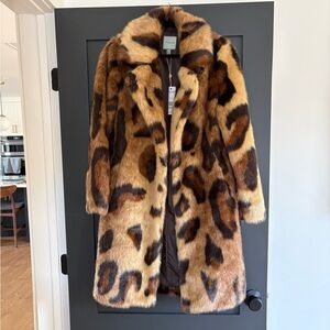 Urbancode ASOS Cheetah Leopard Print Faux Fur Coat Jacket Apparis XS Extra Small